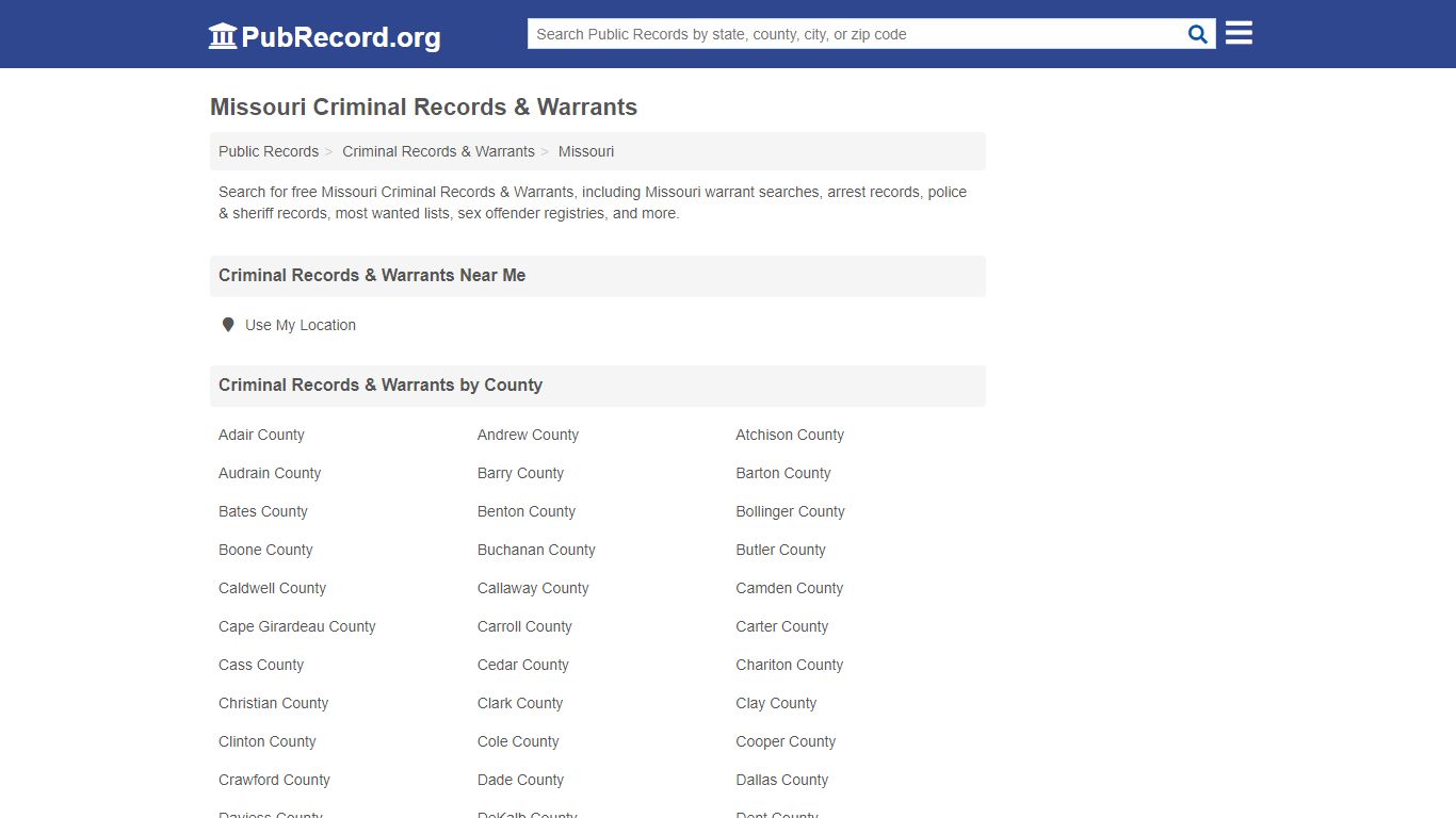Free Missouri Criminal Records & Warrants - pubrecord.org